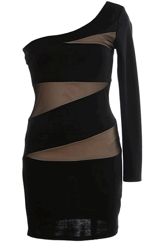 One Shoulder Knit Bandage Dress